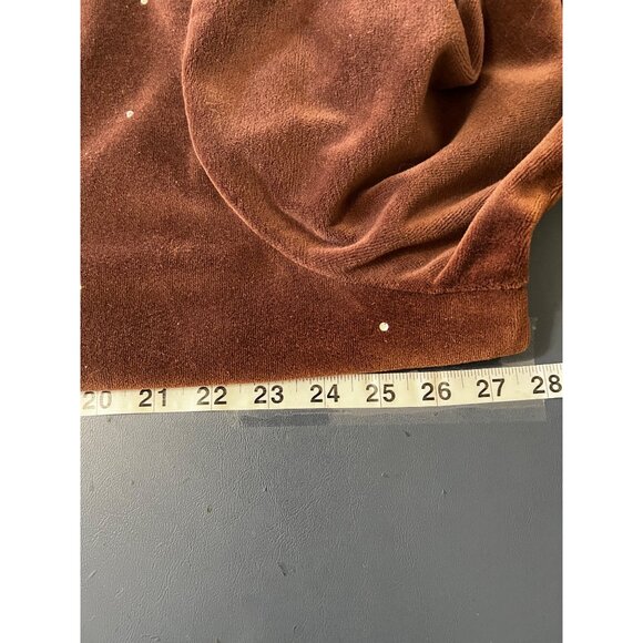 Quacker Factory Womens 2X Brown Velour Button-Up Shirt With Rhinestone Accents - Picture 9 of 10